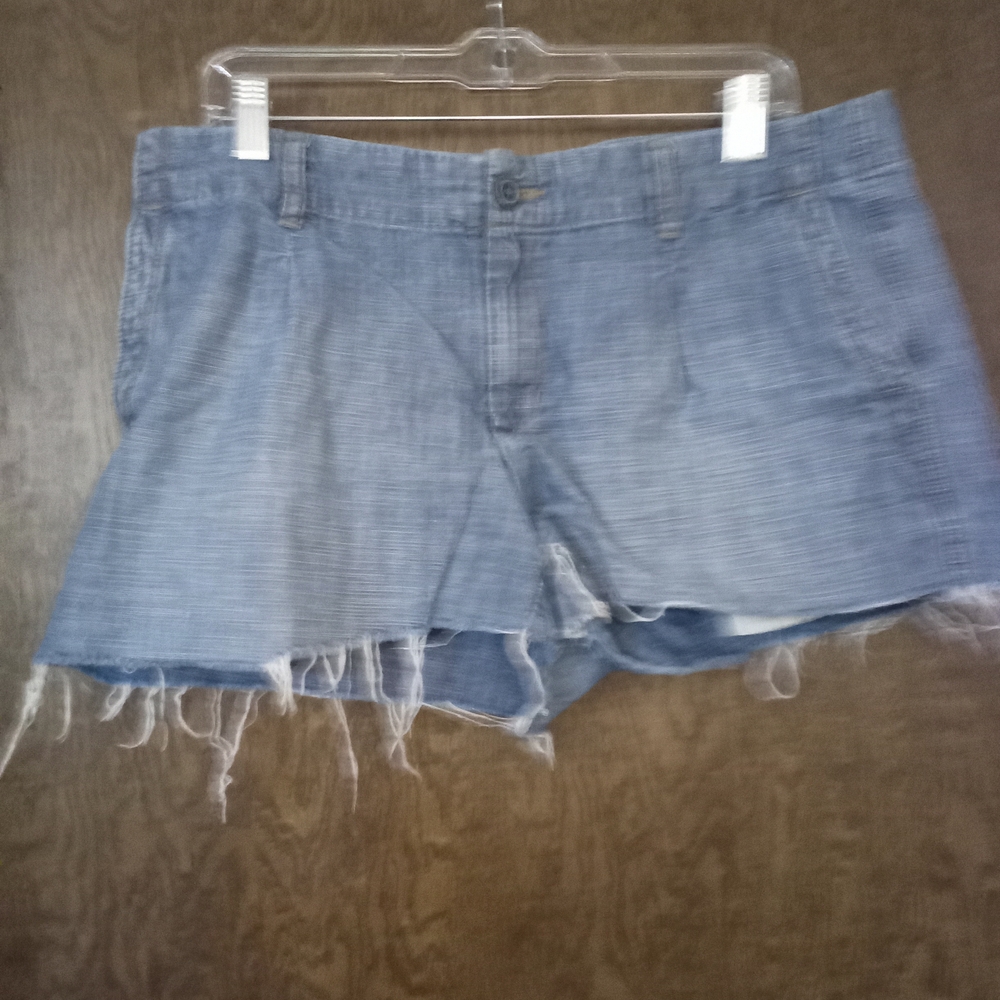 Eddie Bauer Blue Frayed Jean Shorts